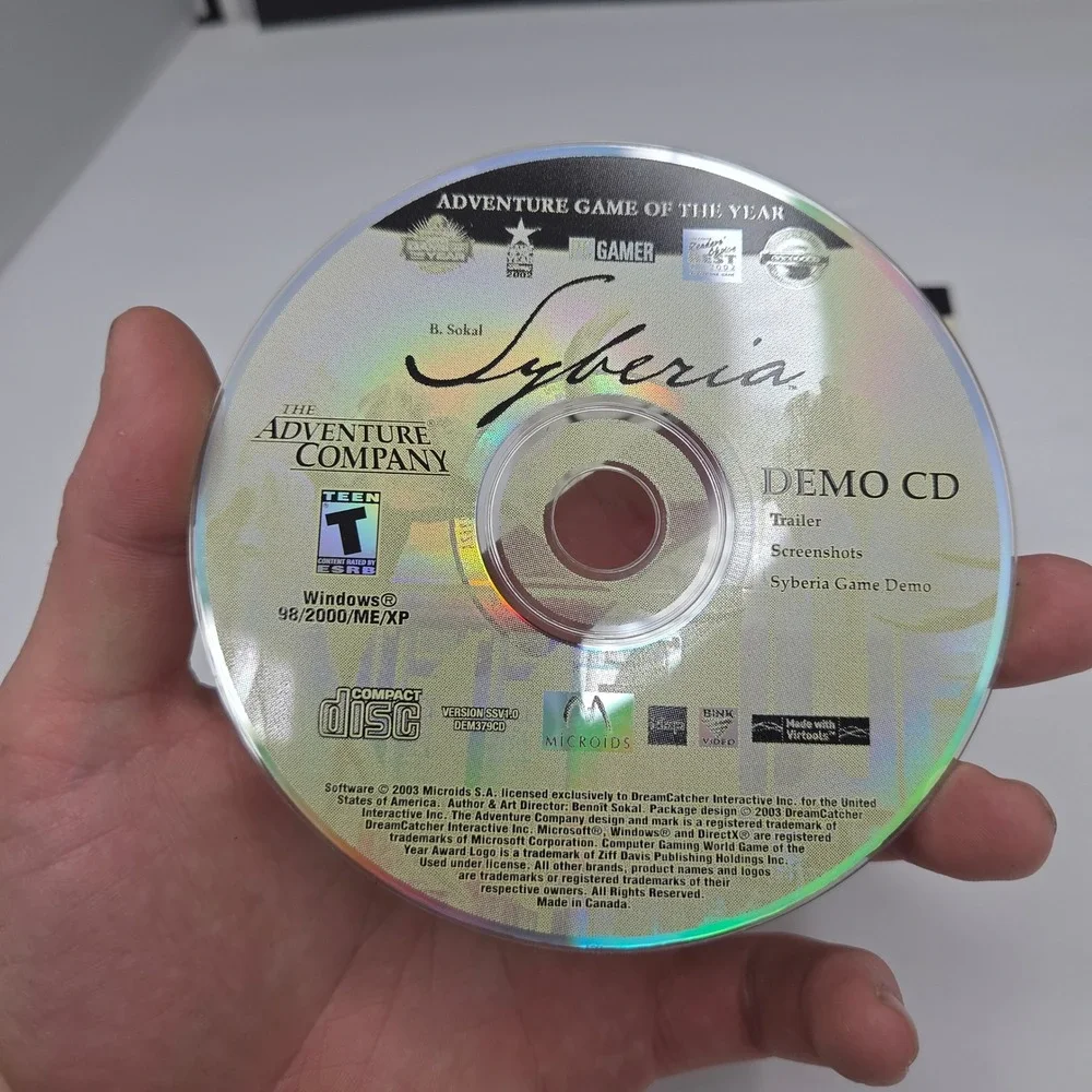 The Adventure Company Syberia PC Demo CD Game Promo Windows 98/XP Vintage 2003